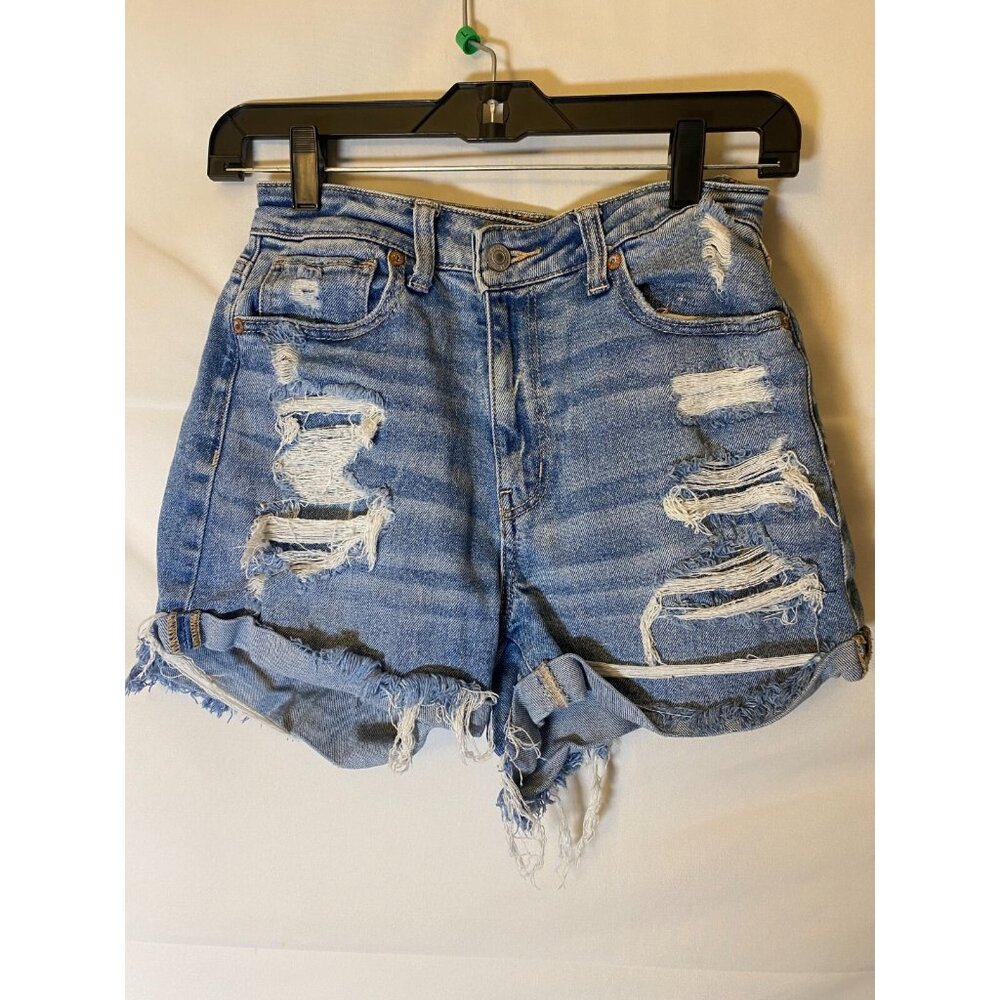 American Eagle Y2K 2 Distressed Denim jean Shorts Coastal Cowgirl Destroyed
